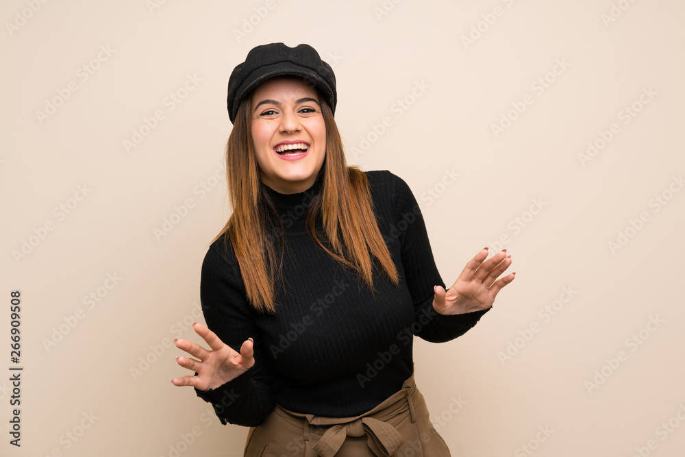 Fashion woman with hat smiling Fashion woman with hat smiling