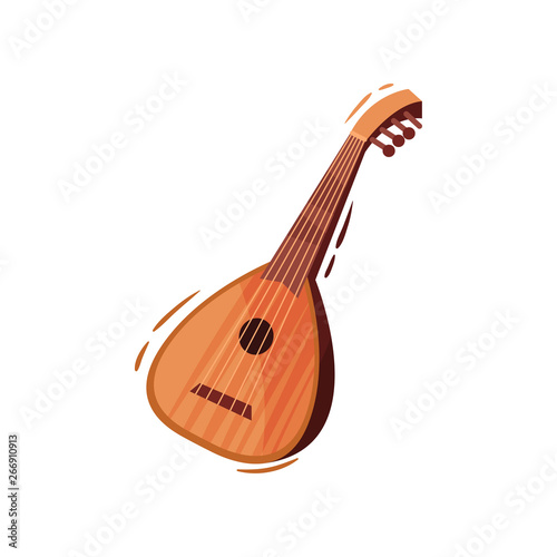 Traditional Turkish guitar. Vector illustration on white background.
