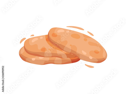 Traditional Turkish flat bread cakes. Vector illustration on white background.