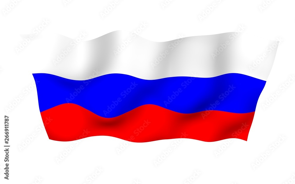 Waving flag of the Russian Federation. The National. State symbol of the Russia. 3D illustration Waving flag of the Russian Federation. The National. State symbol of the Russia. 3D illustration