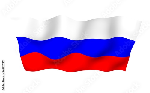 Waving flag of the Russian Federation. The National. State symbol of the Russia. 3D illustration