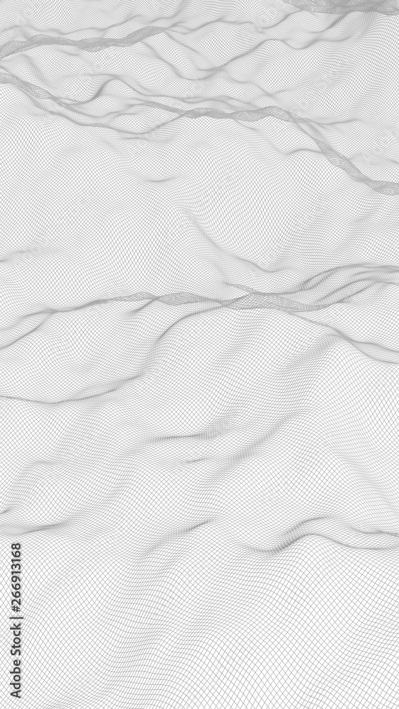 Abstract landscape on a white background. Cyberspace grid. hi tech network. 3d illustration Abstract landscape on a white background. Cyberspace grid. hi tech network. 3d illustration