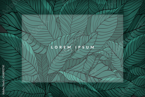 creative layout made from sketch of green leaves as background with white layer for copy space, flat lay. nature concept