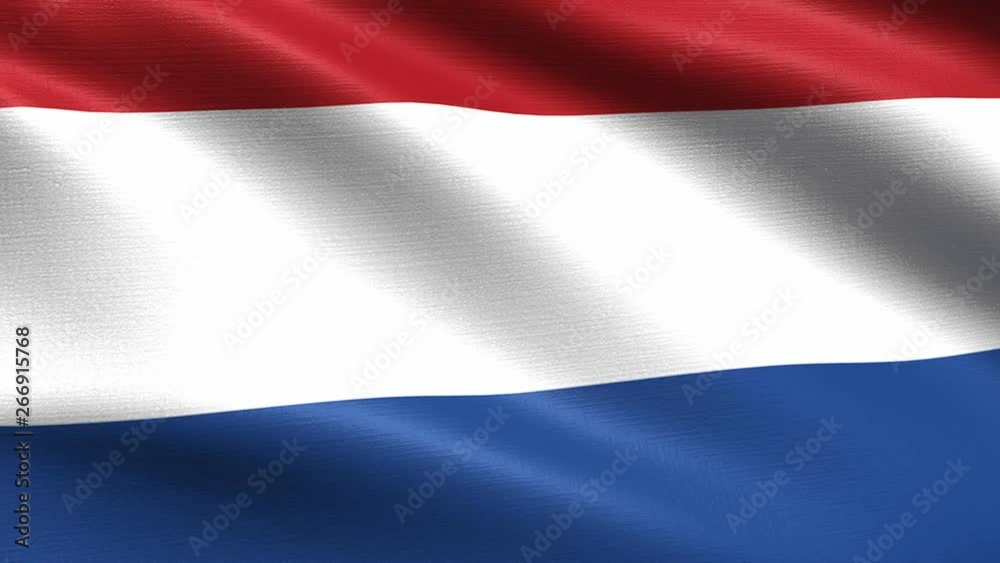Realistic flag of Netherlands, Seamless looping with highly detailed fabric texture, 4k resolution