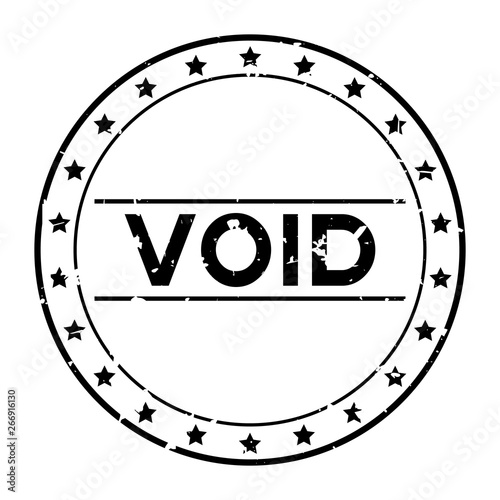 Grunge black void word with star icon round rubber seal stamp on white background