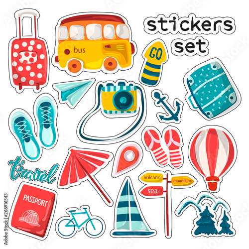 Travel Stickers Set Illustration par DigitalSyLover · Creative Fabrica