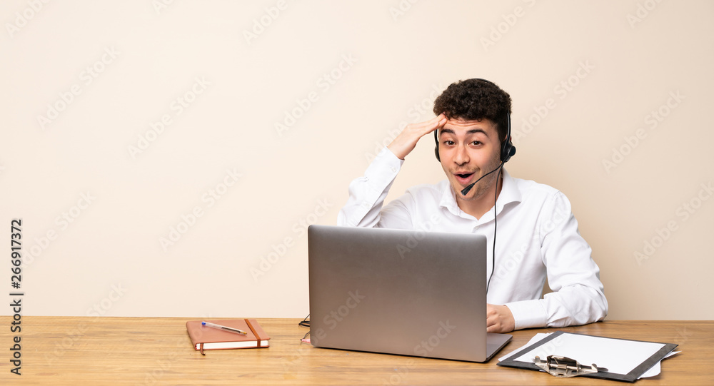 Telemarketer man has just realized something and has intending the solution