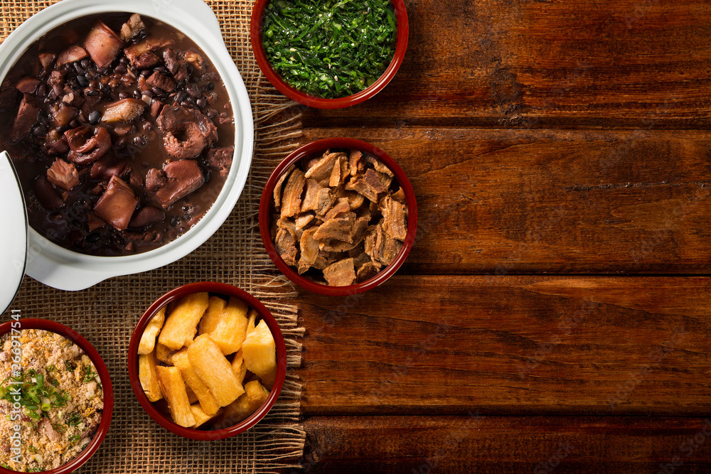 Brazilian Feijoada Food. Top view Brazilian Feijoada Food. Top view