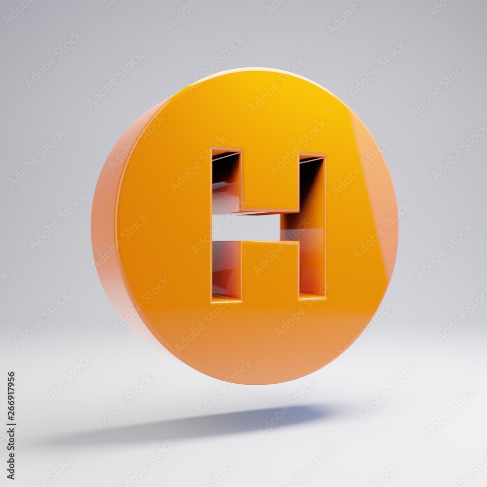 Volumetric glossy hot orange Hospital icon isolated on white background. Volumetric glossy hot orange Hospital icon isolated on white background.