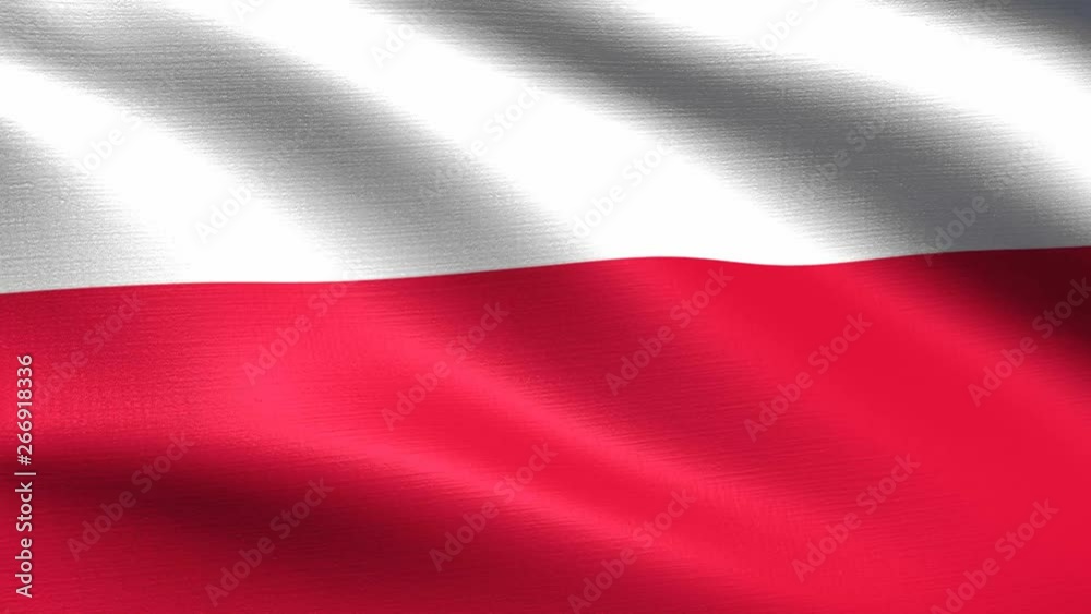 Realistic flag of Poland, Seamless looping with highly detailed fabric texture, 4k resolution Realistic flag of Poland, Seamless looping with highly detailed fabric texture, 4k resolution