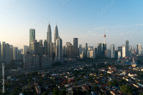 Kuala Lumpur city skyline and skyscrapers building at business district downtown in Kuala Lumpur, Malaysia. Asia..