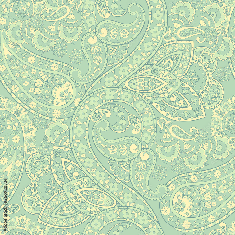 Paisley Floral oriental ethnic Pattern. Seamless Ornamental Indian fabric patterns.