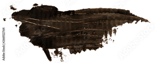 Black oil texture paint stain brush stroke, hand painted, isolated on white background. EPS10 vector illustration.