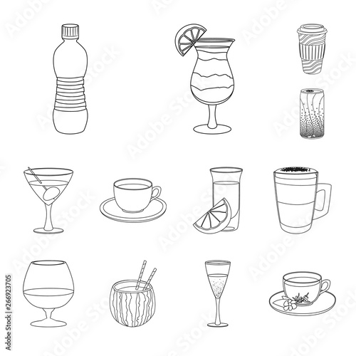 Vector design of drink and bar logo. Set of drink and party stock vector illustration.