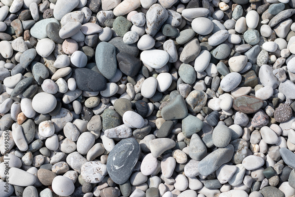 Stone round sea multi-colored. Sea pebbles texture, top view closeup. Stone round sea multi-colored. Sea pebbles texture, top view closeup.