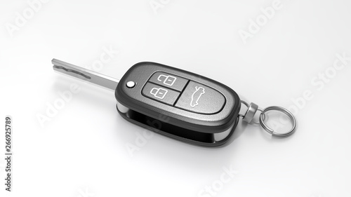 Car key. Key for car. 3D rendering.