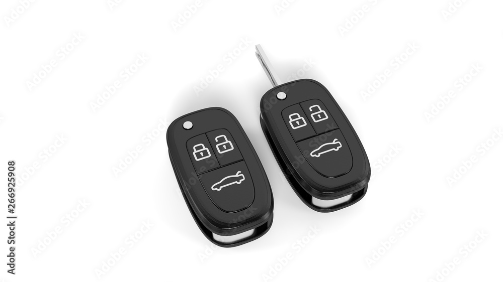 Car key. Key for car. 3D rendering. Car key. Key for car. 3D rendering.