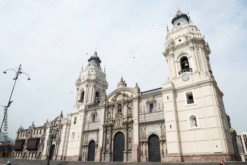 The Basilica Cathedral of Lima on Plaza Mayor Square, Lima, Peru, South America