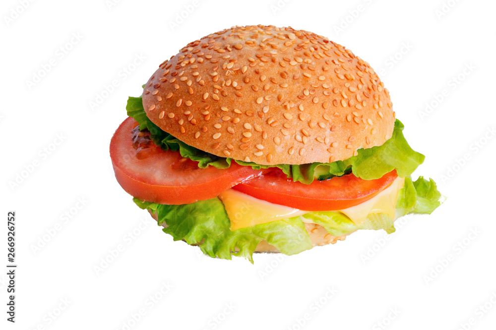 plain homemade hamburger without meat on a white background isolate plain homemade hamburger without meat on a white background isolate