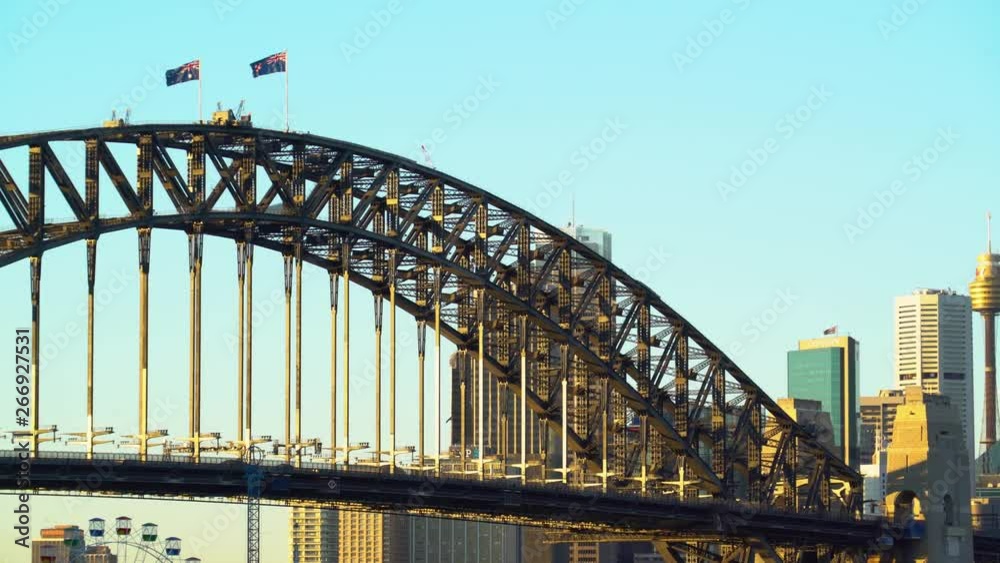 Pan right to left of the Sydney Harbour Bridge. Pan right to left of the Sydney Harbour Bridge.