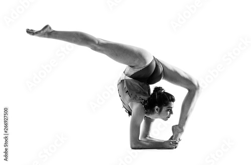 Girl doing rhythmic gymnastics.
