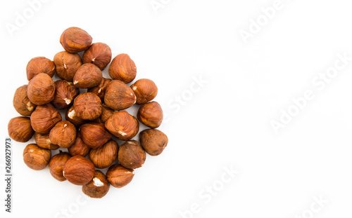 hazelnuts for figures on the diet nuts healthy food for snack on a white background
