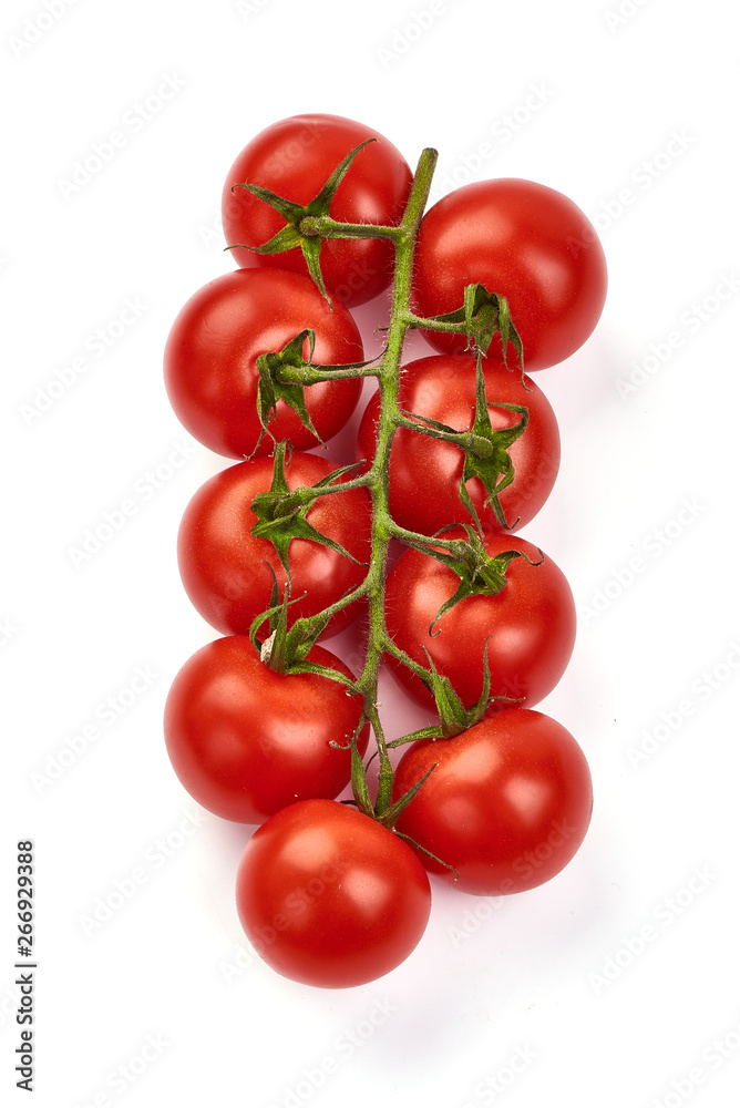 Fresh cherry tomato, top view, isolated on white background Fresh cherry tomato, top view, isolated on white background