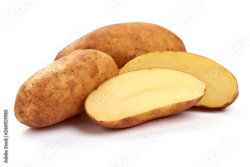Young potato, close-up, isolated on white background