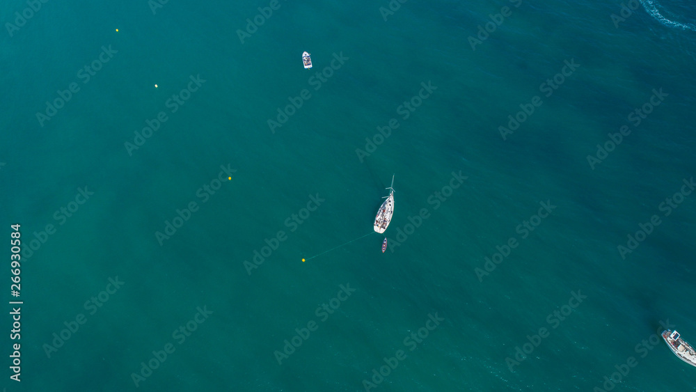 aerial view of the sea and sailing yachts 