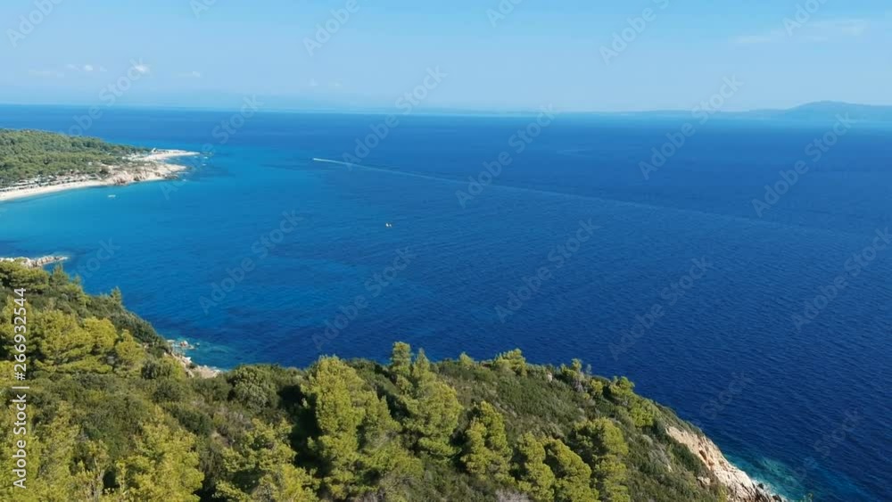 Mediterranean Coast With Pine Forest and Deep Blue Sea Water Mediterranean Coast With Pine Forest and Deep Blue Sea Water