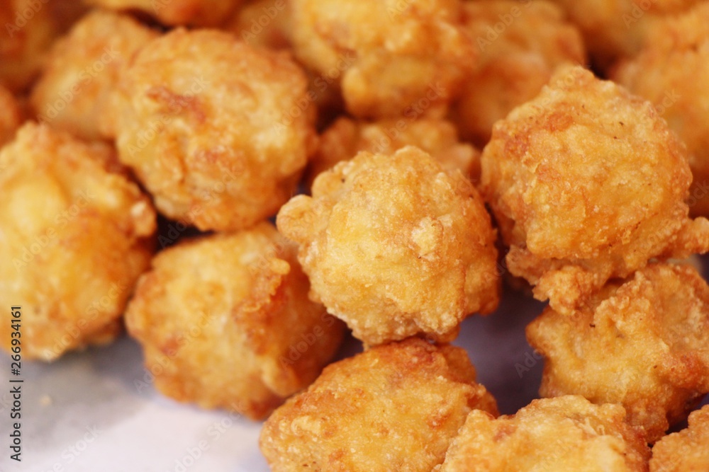 Fried chicken nuggets delicious at street food Fried chicken nuggets delicious at street food