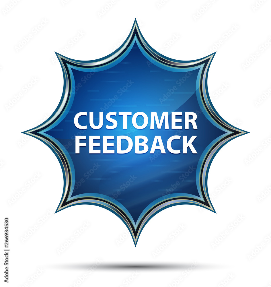 Customer Feedback magical glassy sunburst blue button