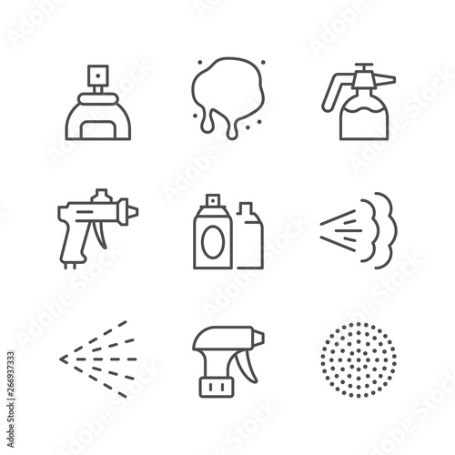 Set line icons of spray