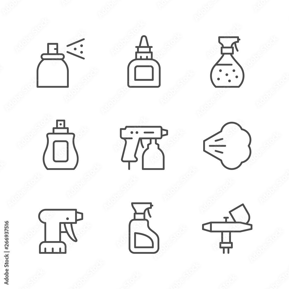 Set line icons of spray Set line icons of spray