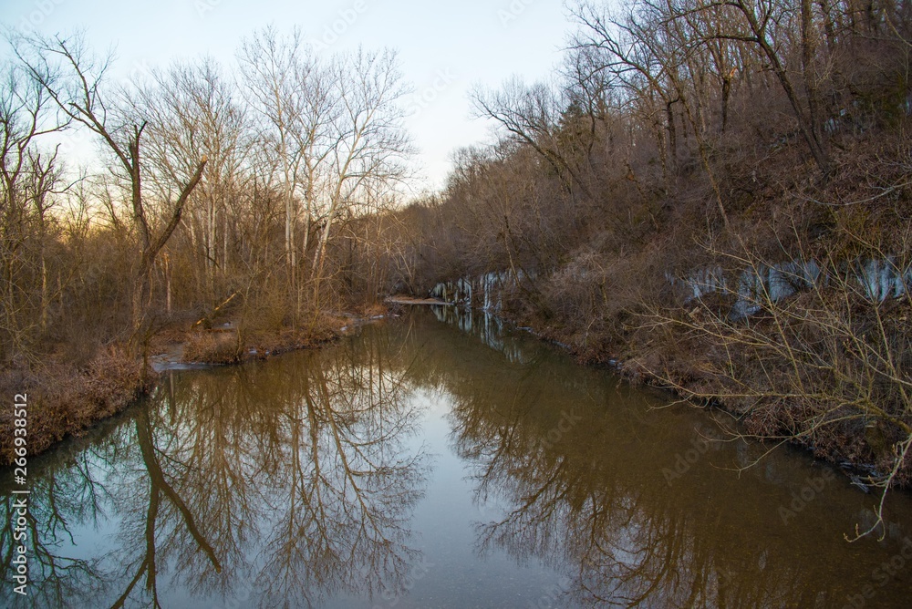 landscape with river and trees in winter landscape with river and trees in winter