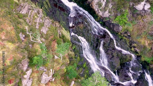 Aerial of Assaranca Waterfall in County Donegal - Ireland photo