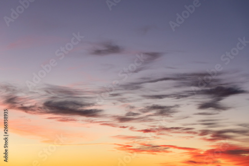 Beautiful vivid color sunset clouds after sunset