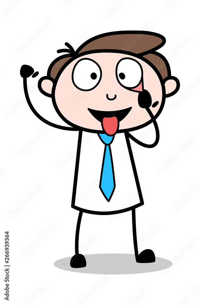 Showing Eye and Tongue - Office Businessman Employee Cartoon Vector Illustration Showing Eye and Tongue - Office Businessman Employee Cartoon Vector Illustration