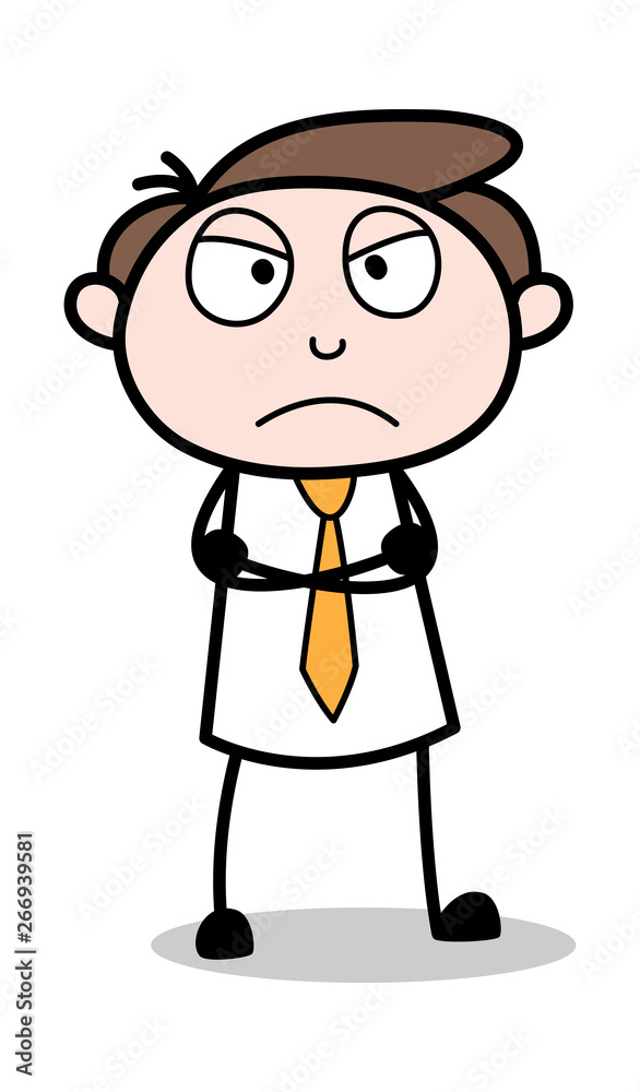 In Anger Mood - Office Businessman Employee Cartoon Vector Illustration﻿