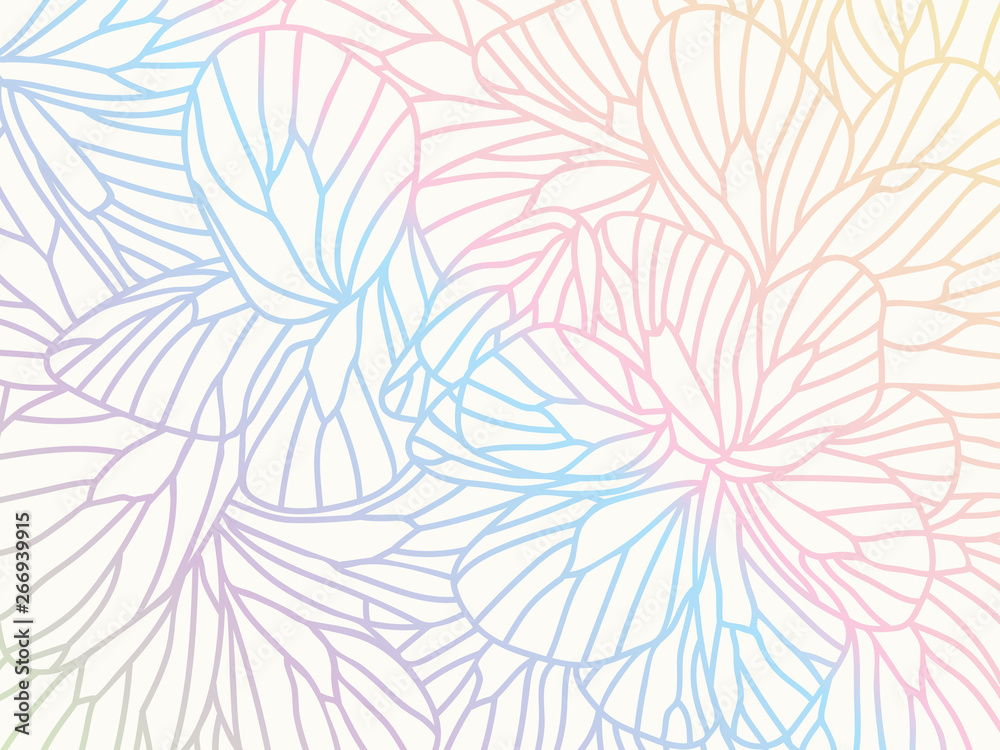 abstract floral background with flowers. doodle line art for summer season. natural background