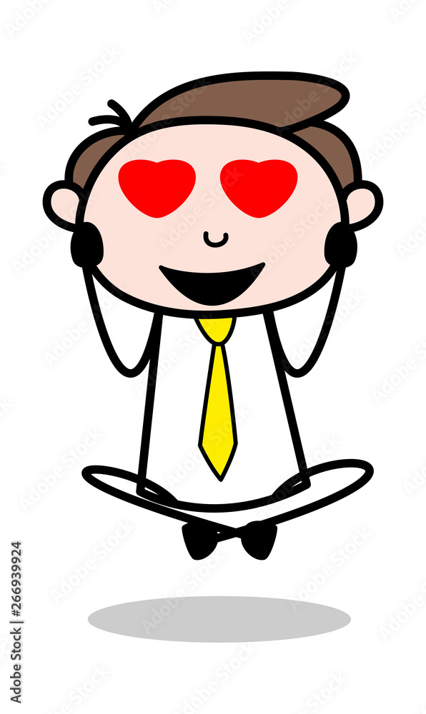 Falling in Love - Office Businessman Employee Cartoon Vector Illustration﻿