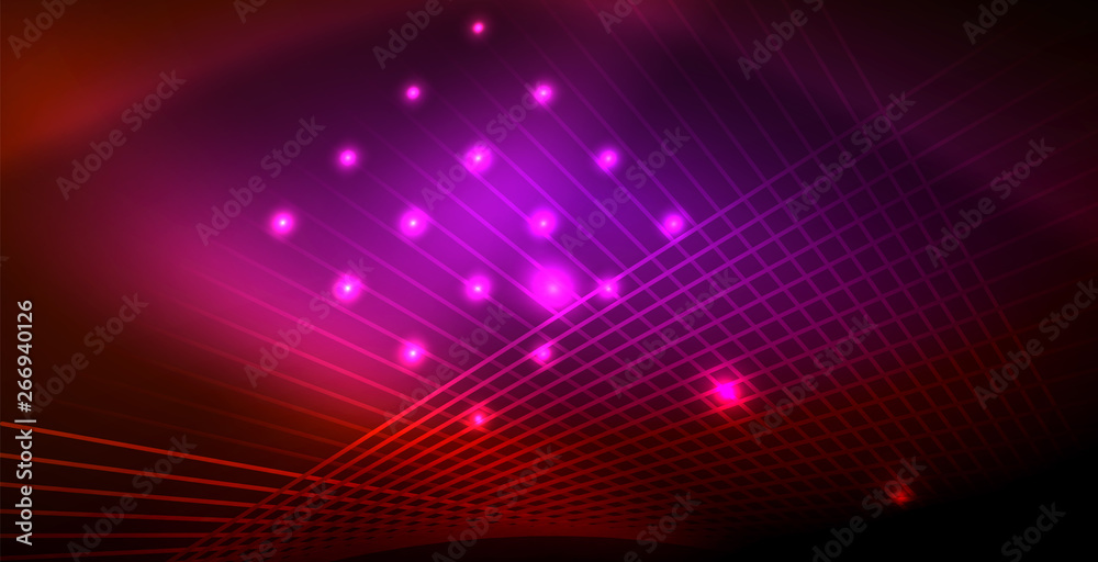 Neon glowing wave, magic energy and light motion background Neon glowing wave, magic energy and light motion background