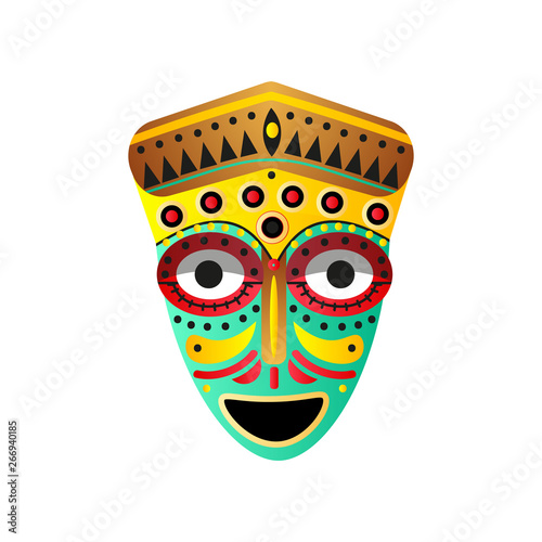 African zulu mask gold mask with big eyes