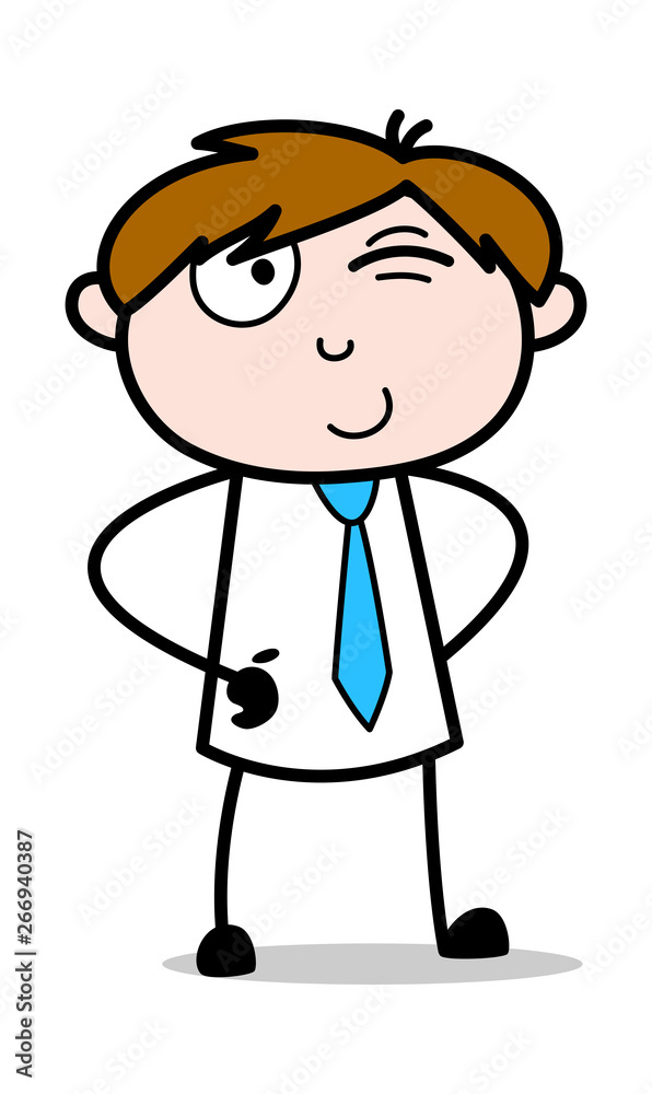 Winking Eye and Smiling - Office Salesman Employee Cartoon Vector Illustration Winking Eye and Smiling - Office Salesman Employee Cartoon Vector Illustration
