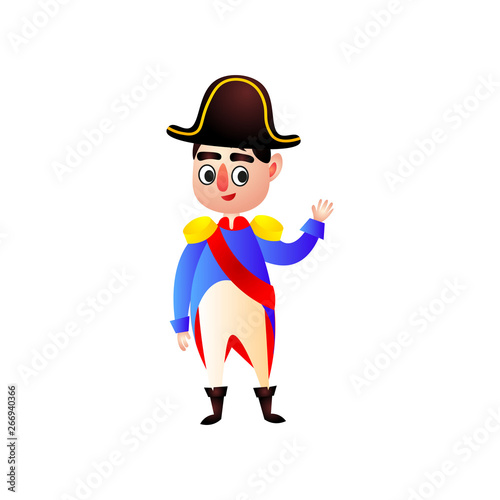 Photography Kid napoleon character say hello to all person from hall