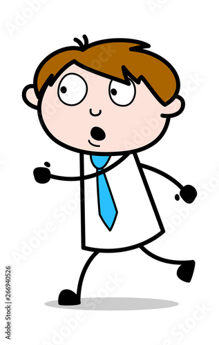 Scare Away - Office Salesman Employee Cartoon Vector Illustration﻿