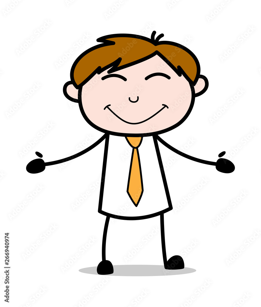 Happy Host - Office Salesman Employee Cartoon Vector Illustration﻿ Stock  Vector | Adobe Stock