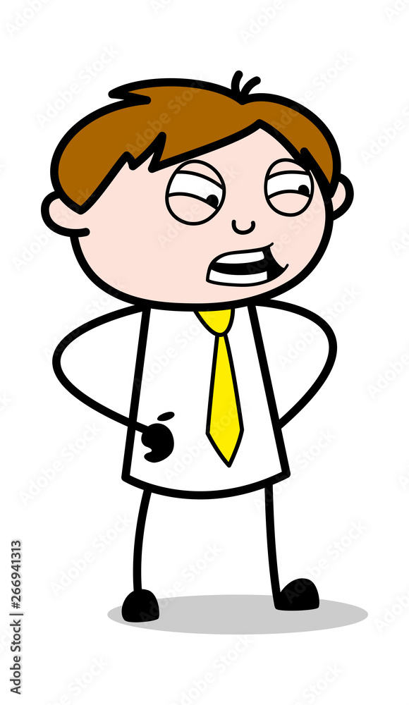 Doing Rude Behavior - Office Salesman Employee Cartoon Vector Illustration﻿