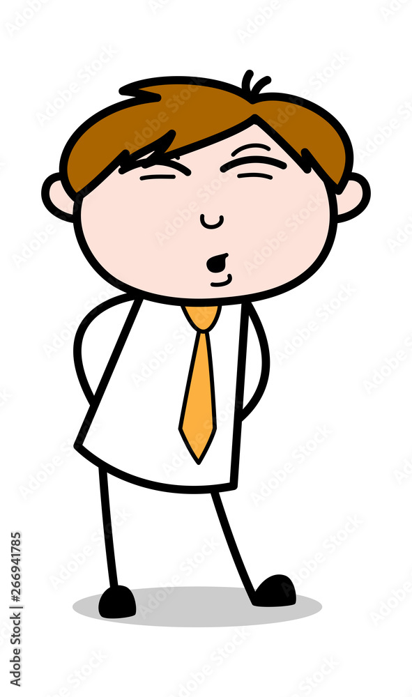 Groaning Body Pain - Office Salesman Employee Cartoon Vector Illustration﻿