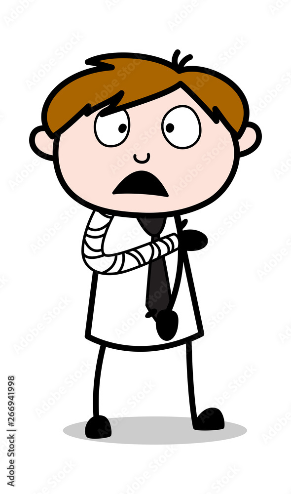 Fractured Hand with Shocked Face - Office Salesman Employee Cartoon Vector Illustration Fractured Hand with Shocked Face - Office Salesman Employee Cartoon Vector Illustration